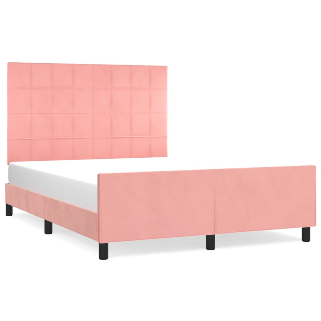 sengeramme med sengegavl 140x200 cm fløjl pink