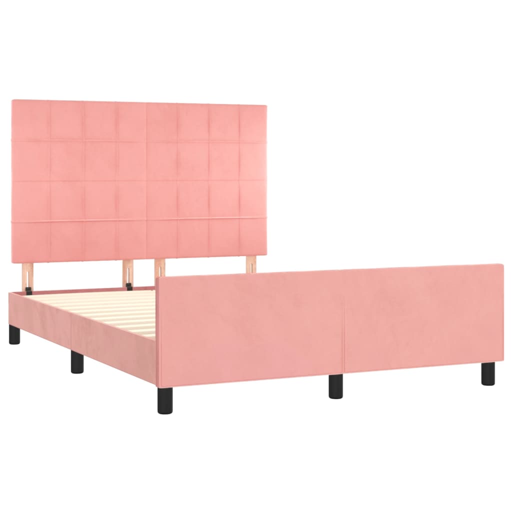 sengeramme med sengegavl 140x200 cm fløjl pink