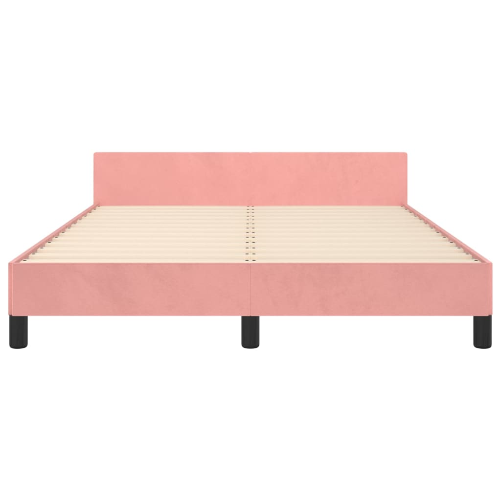 sengeramme med sengegavl 140x200 cm fløjl pink