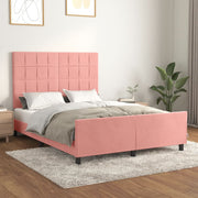 sengeramme med sengegavl 140x200 cm fløjl pink