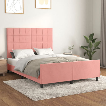 sengeramme med sengegavl 140x200 cm fløjl pink