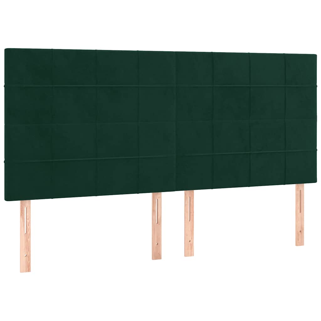 Sengeramme uden madras Mørkegrøn 160x200 cm Fløjl