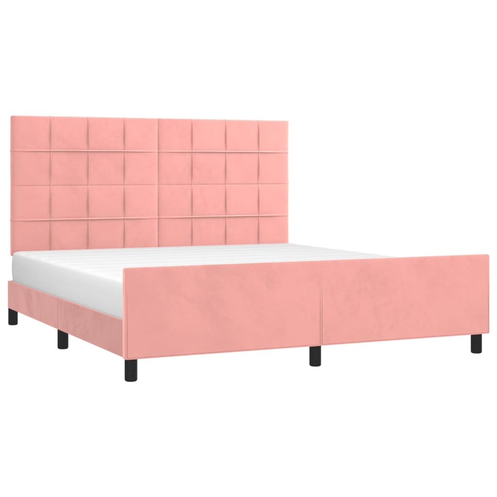 sengeramme med sengegavl 160x200 cm fløjl pink