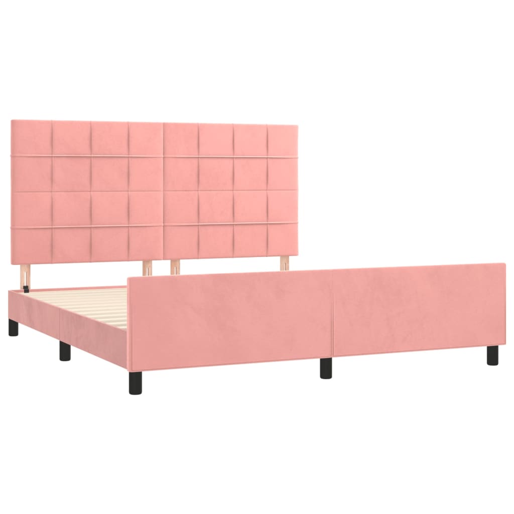 sengeramme med sengegavl 160x200 cm fløjl pink