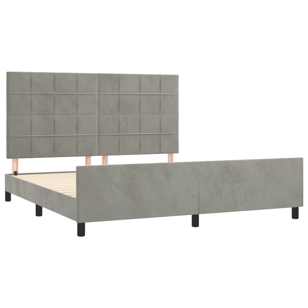 sengeramme med sengegavl 180x200 cm fløjl lysegrå