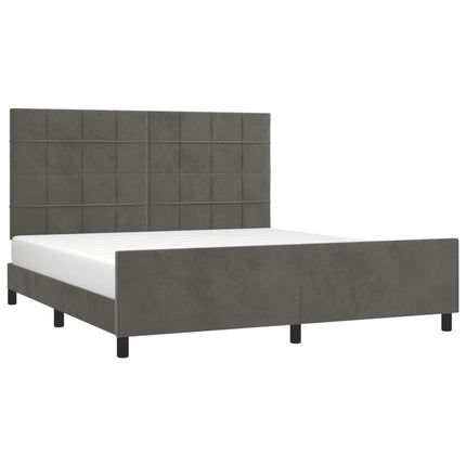 sengeramme med sengegavl 180x200 cm fløjl mørkegrå