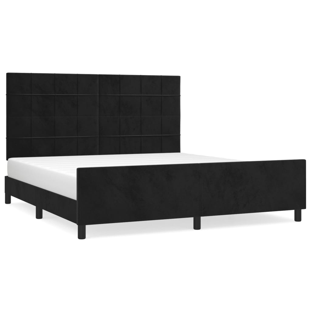 sengeramme med sengegavl 180x200 cm fløjl sort