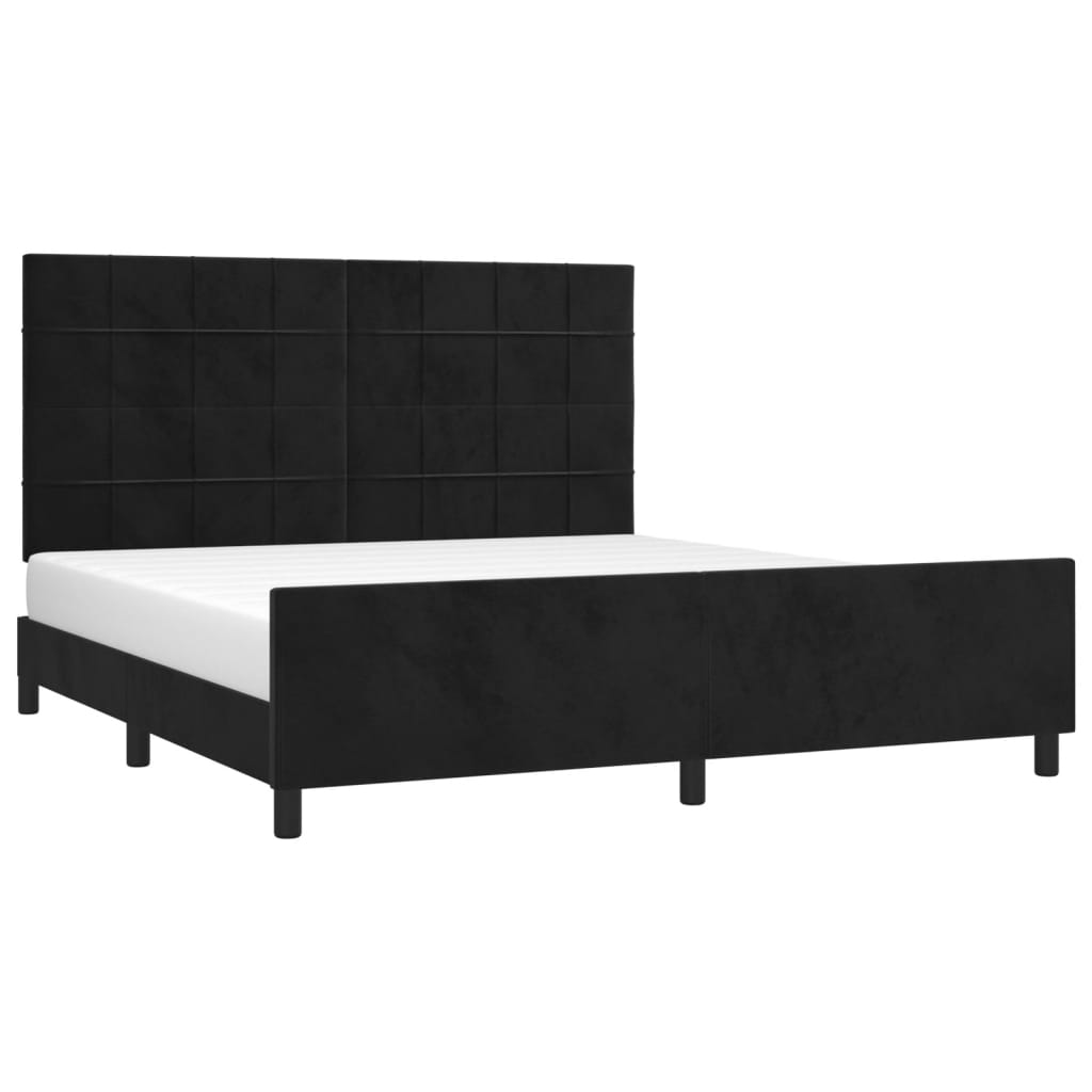 sengeramme med sengegavl 180x200 cm fløjl sort