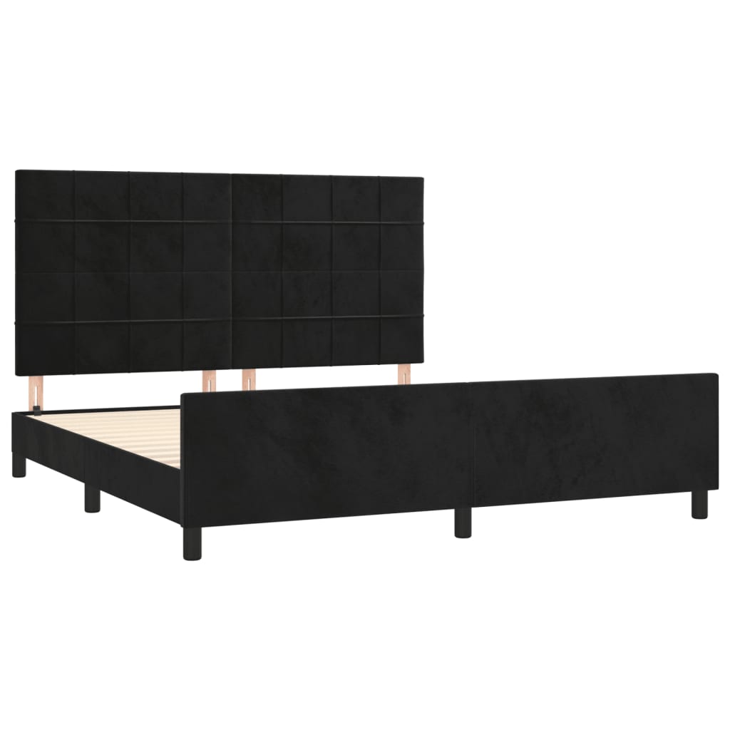 sengeramme med sengegavl 180x200 cm fløjl sort