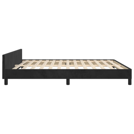sengeramme med sengegavl 180x200 cm fløjl sort