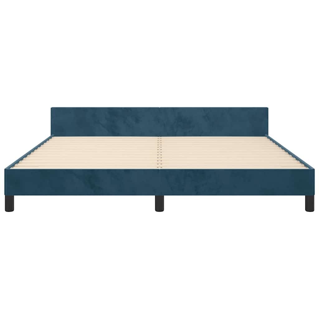 sengeramme med sengegavl 180x200 cm fløjl mørkeblå