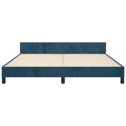 sengeramme med sengegavl 180x200 cm fløjl mørkeblå