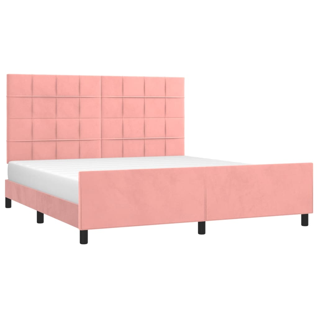 sengeramme med sengegavl 180x200 cm fløjl pink