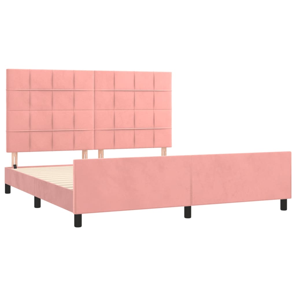 sengeramme med sengegavl 180x200 cm fløjl pink