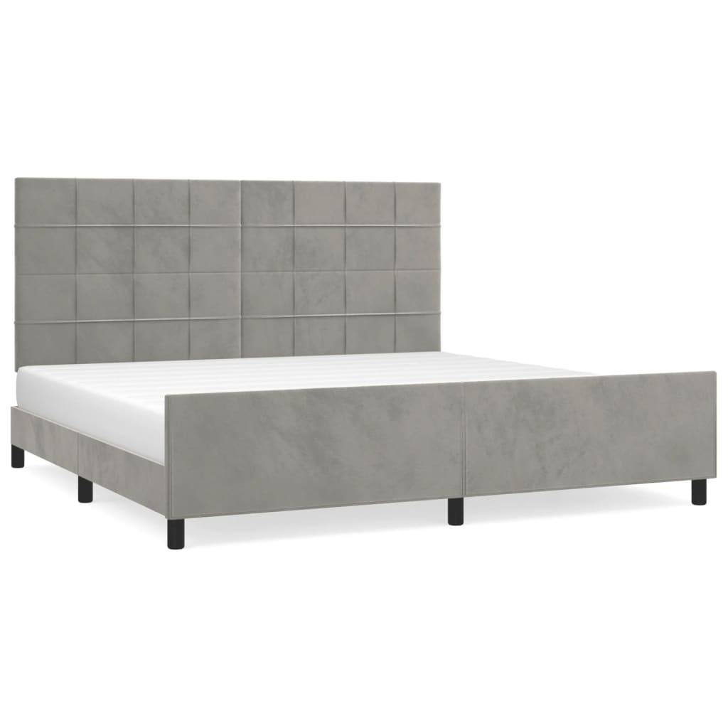 Sengeramme uden madras Lysegrå 200x200 cm Fløjl