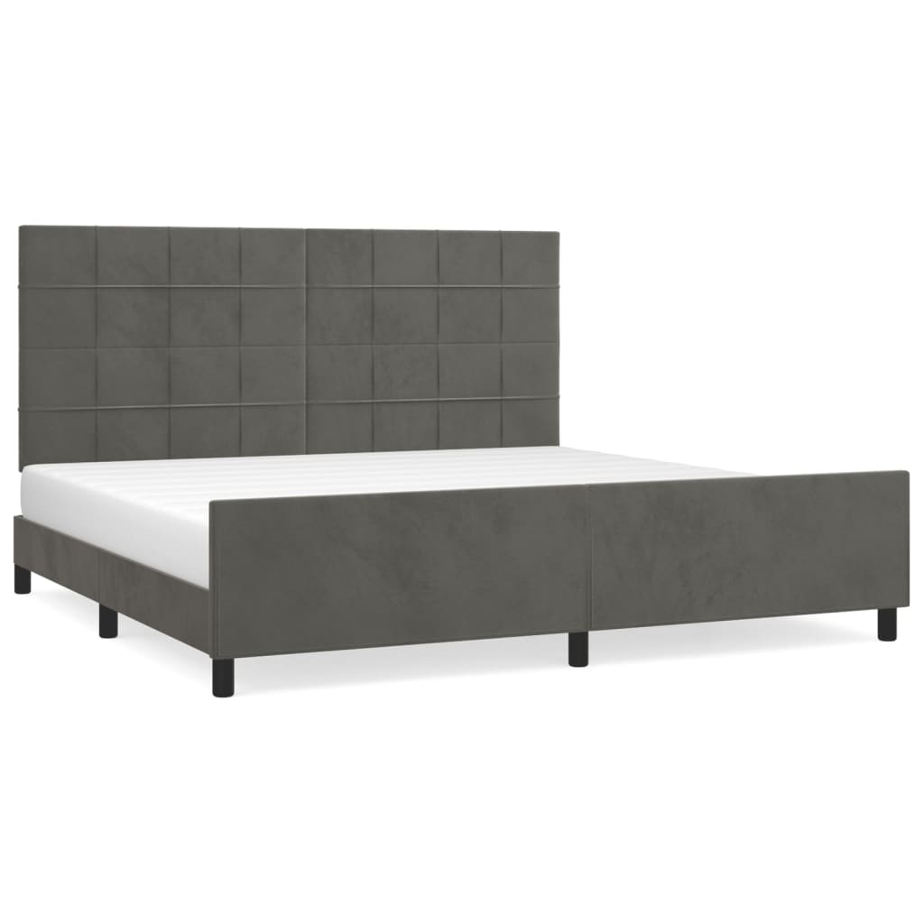 Sengeramme uden madras Mørkegrå 200x200 cm Fløjl
