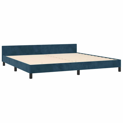 Sengeramme uden madras Mørkeblå 200x200 cm Fløjl