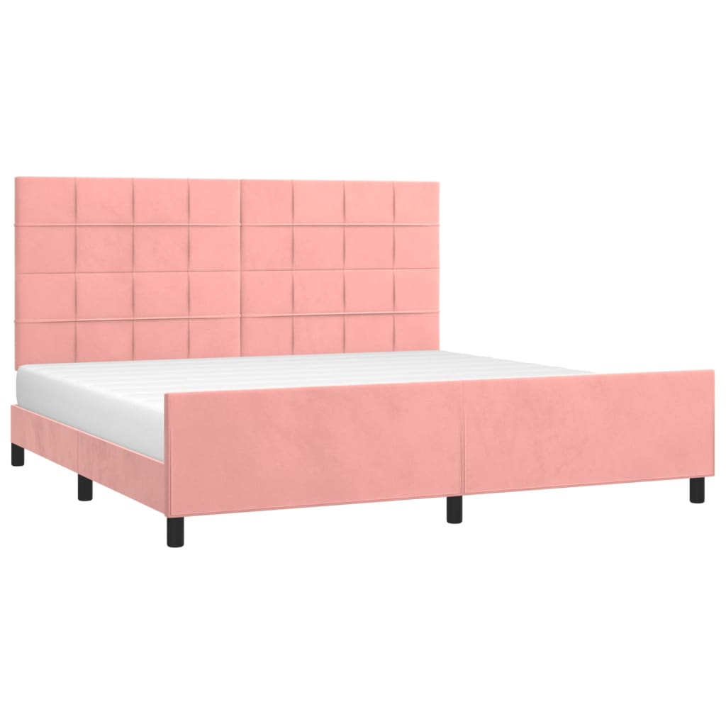 sengeramme med sengegavl 200x200 cm fløjl pink