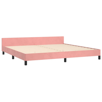 sengeramme med sengegavl 200x200 cm fløjl pink