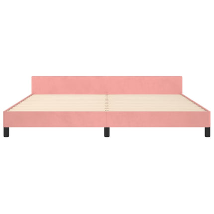 sengeramme med sengegavl 200x200 cm fløjl pink