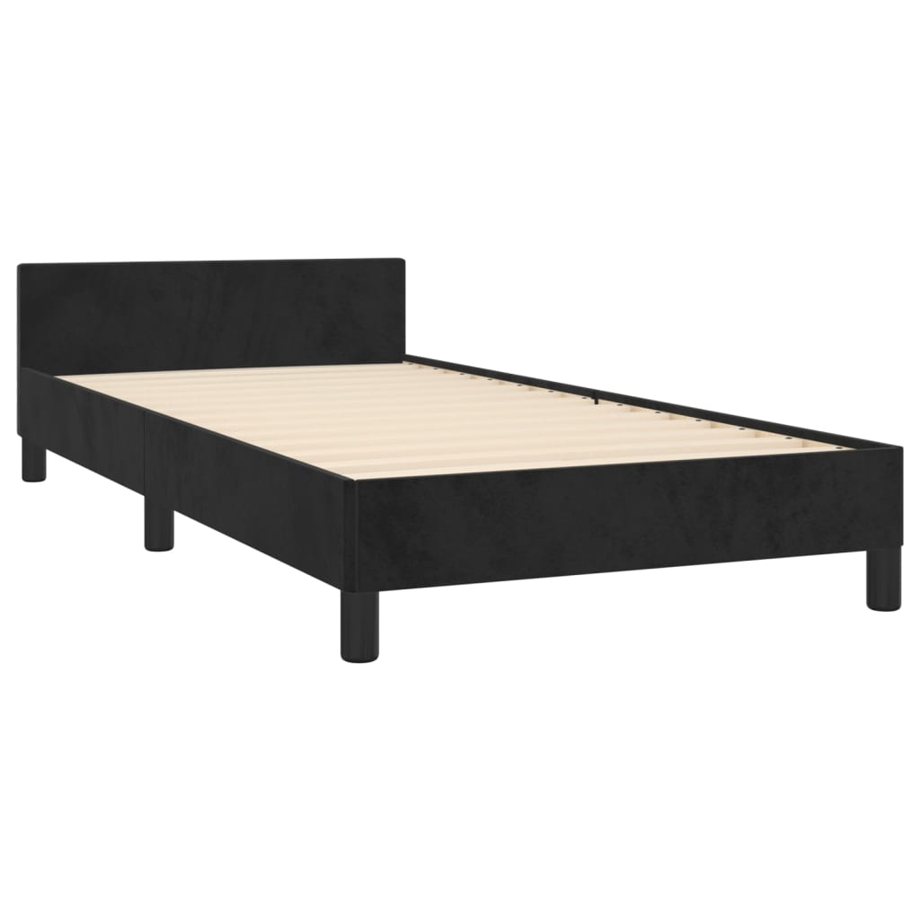sengeramme med sengegavl 80x200 cm fløjl sort