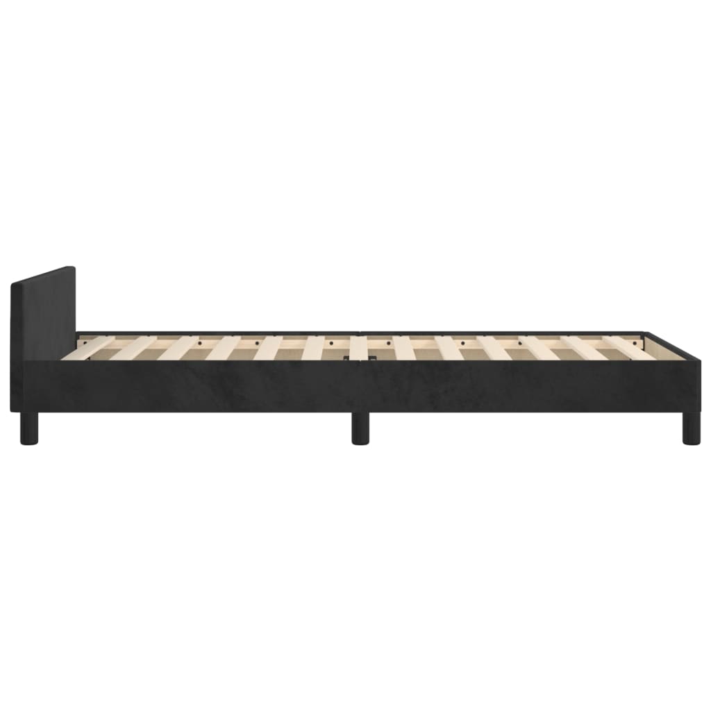 sengeramme med sengegavl 90x190 cm fløjl sort