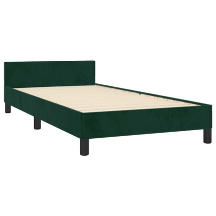 Sengeramme uden madras Mørkegrøn 90x190 cm Fløjl