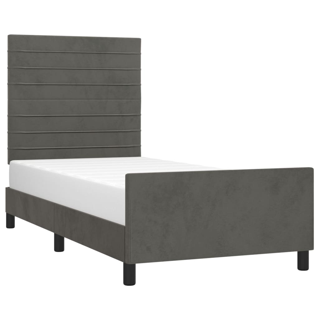 Sengeramme uden madras Mørkegrå 90x200 cm Fløjl