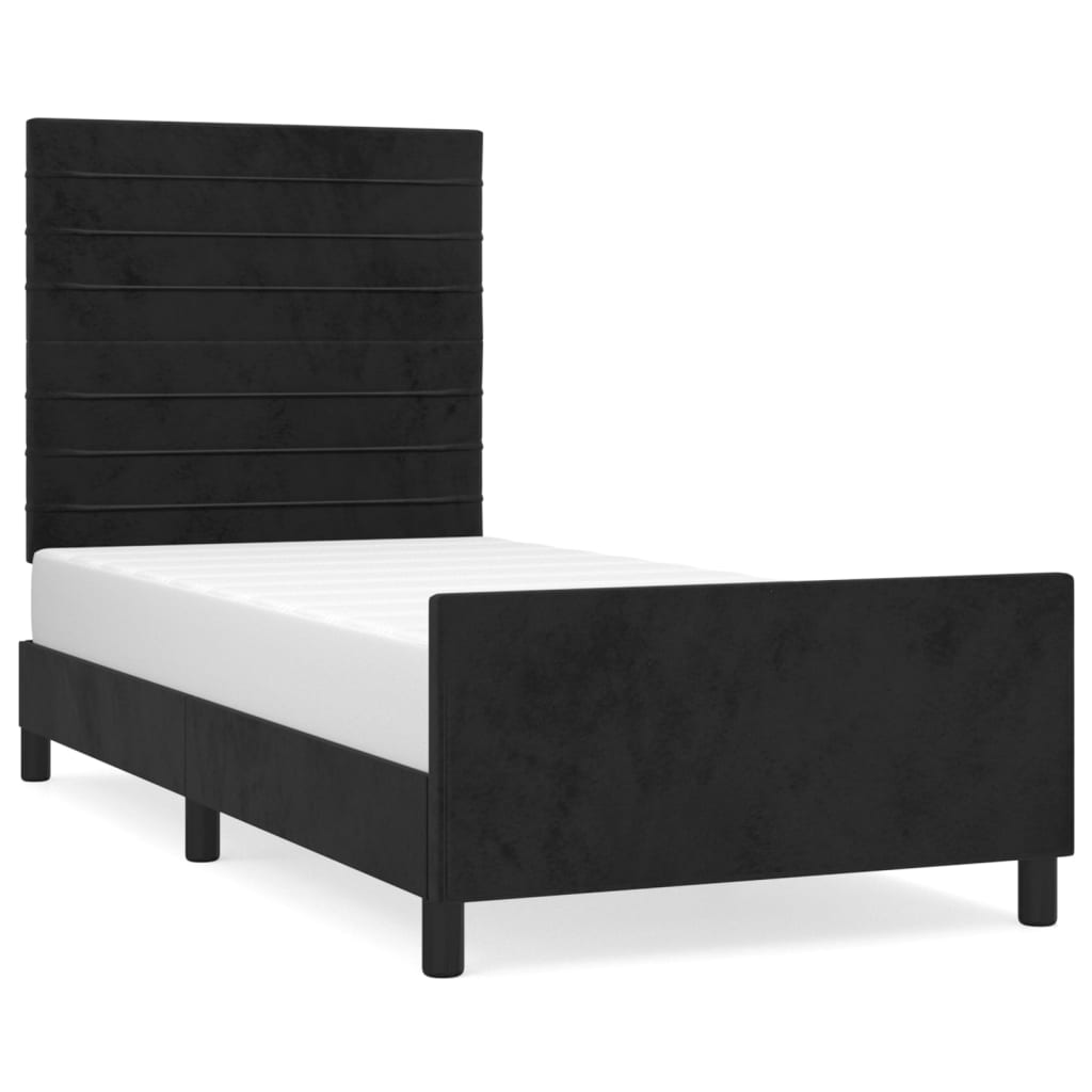 sengeramme med sengegavl 90x200 cm fløjl sort