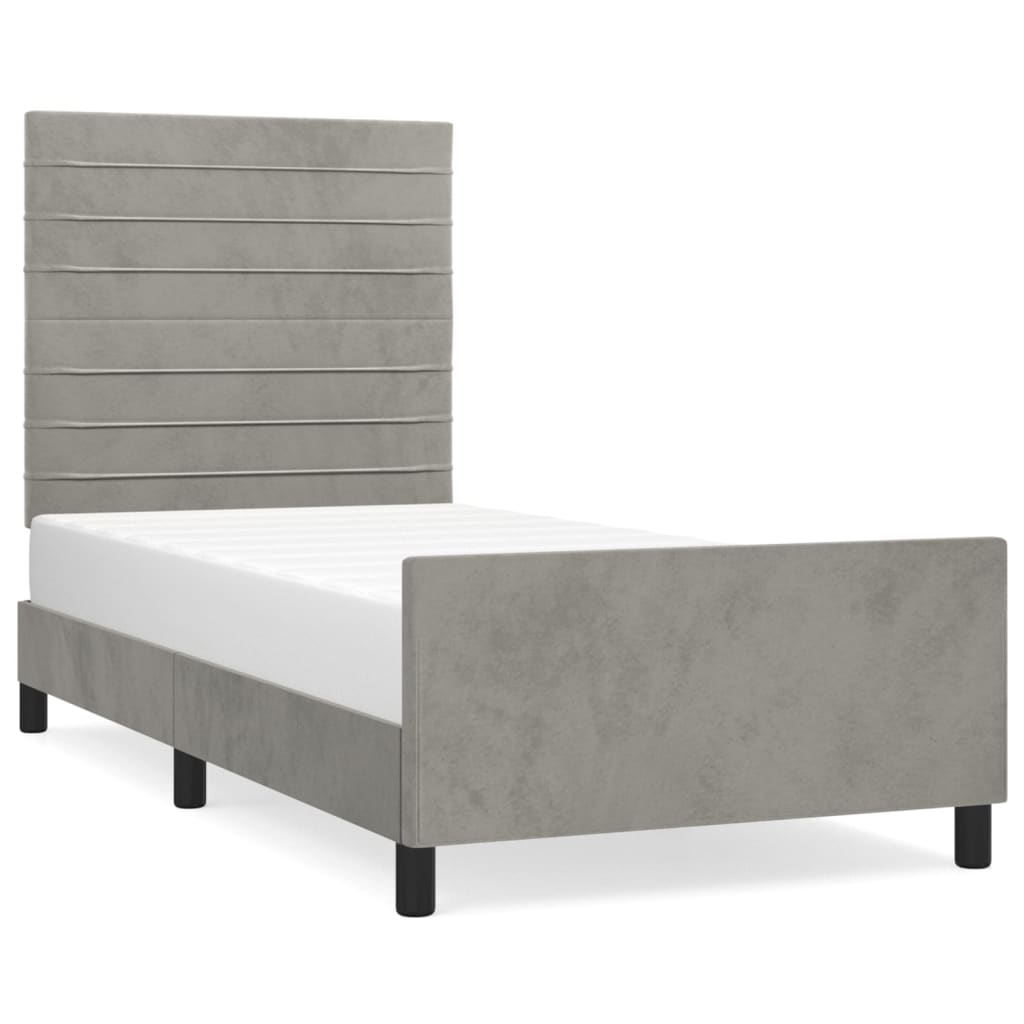 Sengeramme uden madras Lysegrå 100x200 cm Fløjl