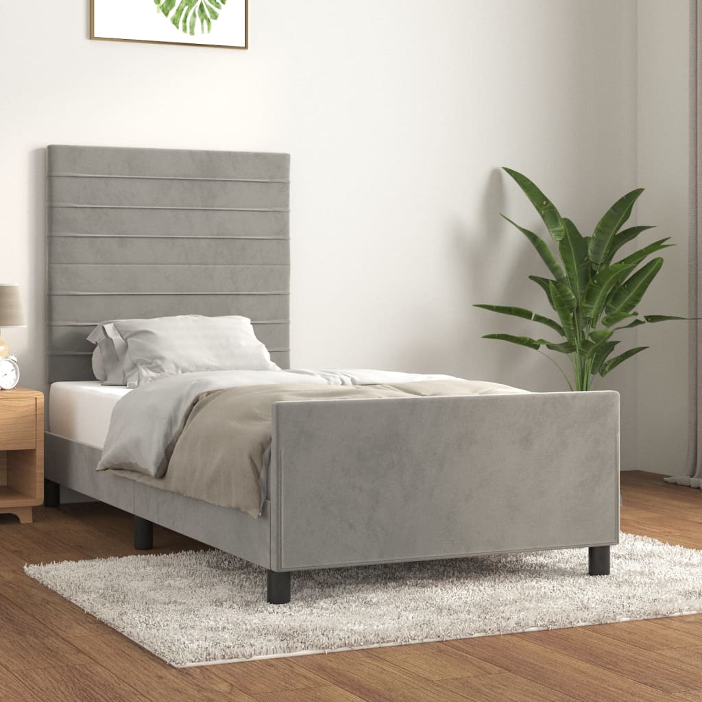 Sengeramme uden madras Lysegrå 100x200 cm Fløjl