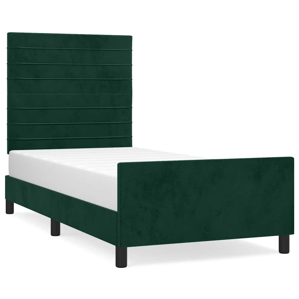 Sengeramme uden madras Mørkegrøn 100x200 cm Fløjl