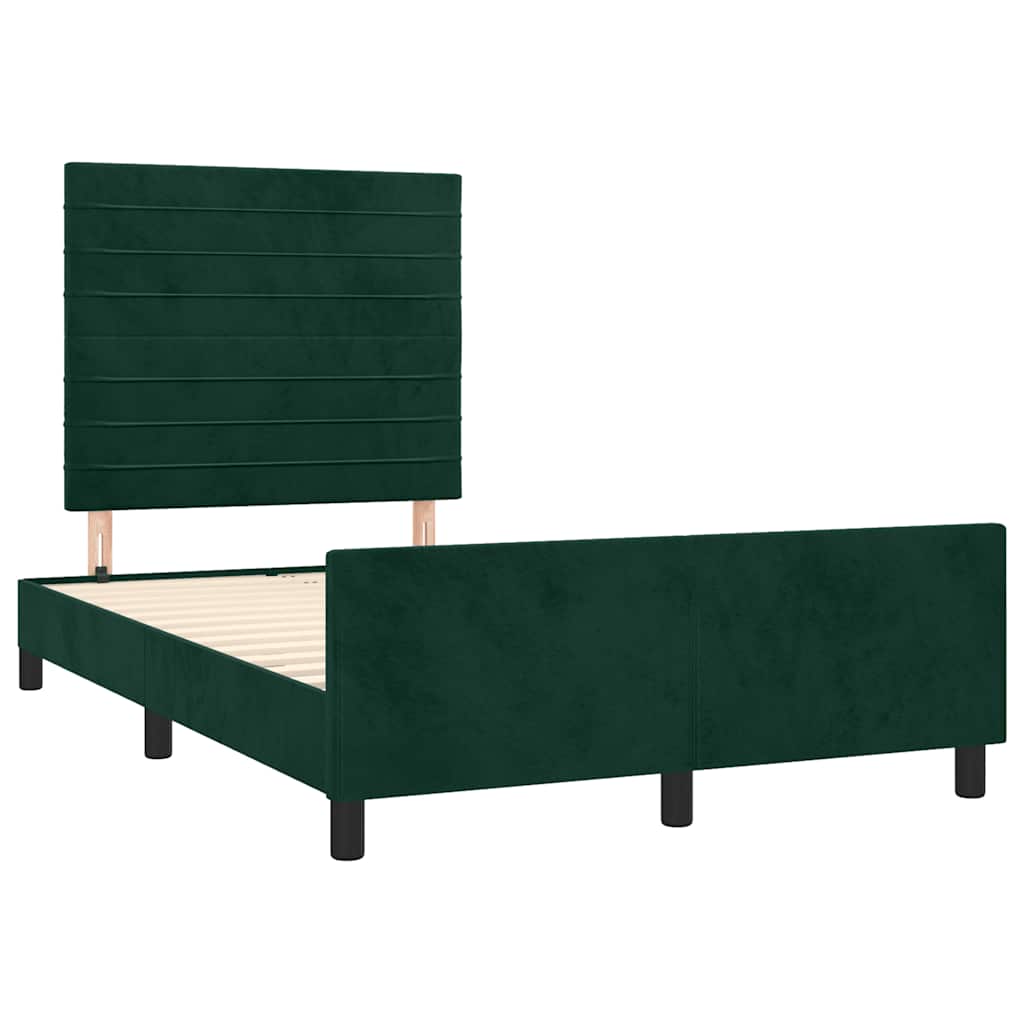 Sengeramme uden madras Mørkegrøn 120x200 cm Fløjl