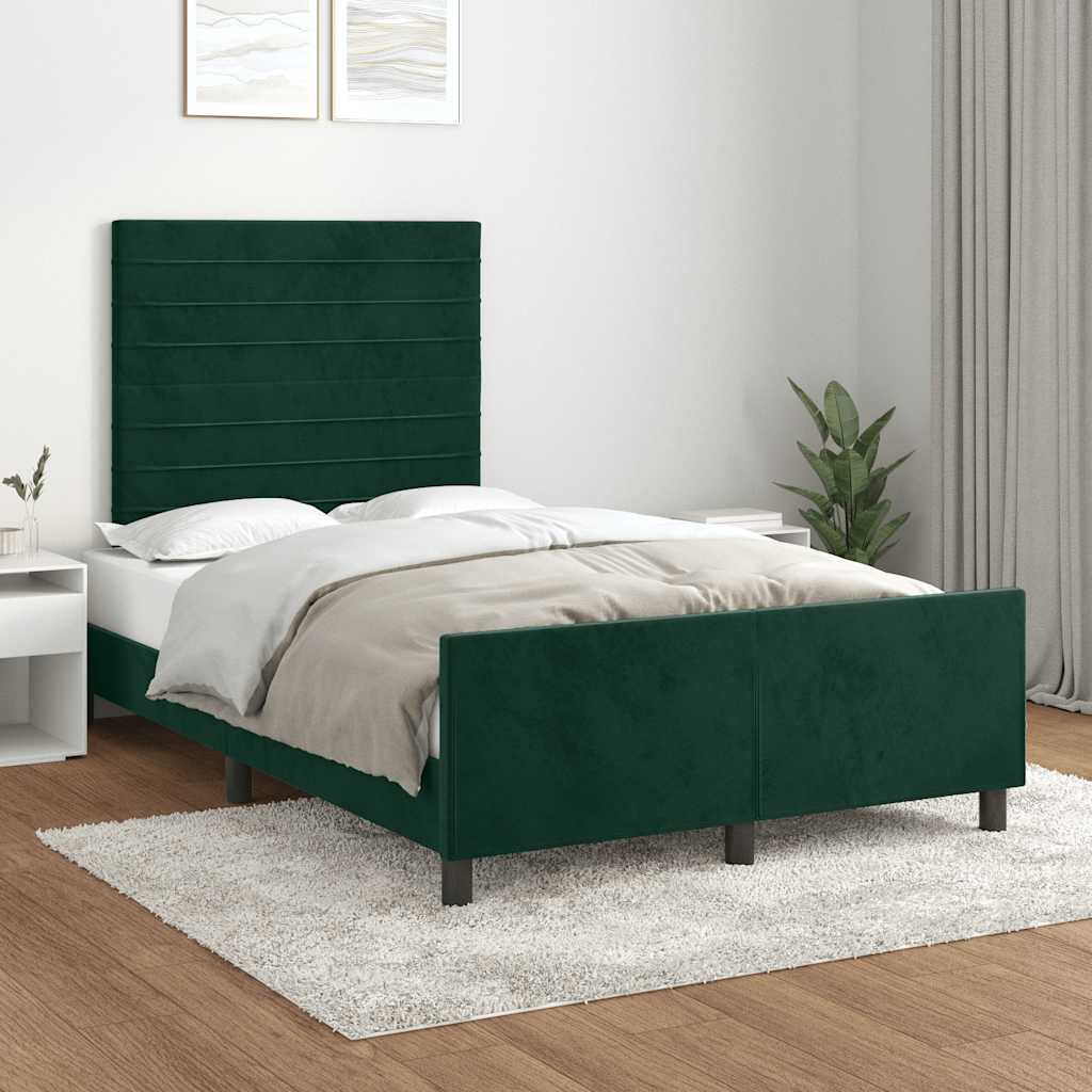 Sengeramme uden madras Mørkegrøn 120x200 cm Fløjl