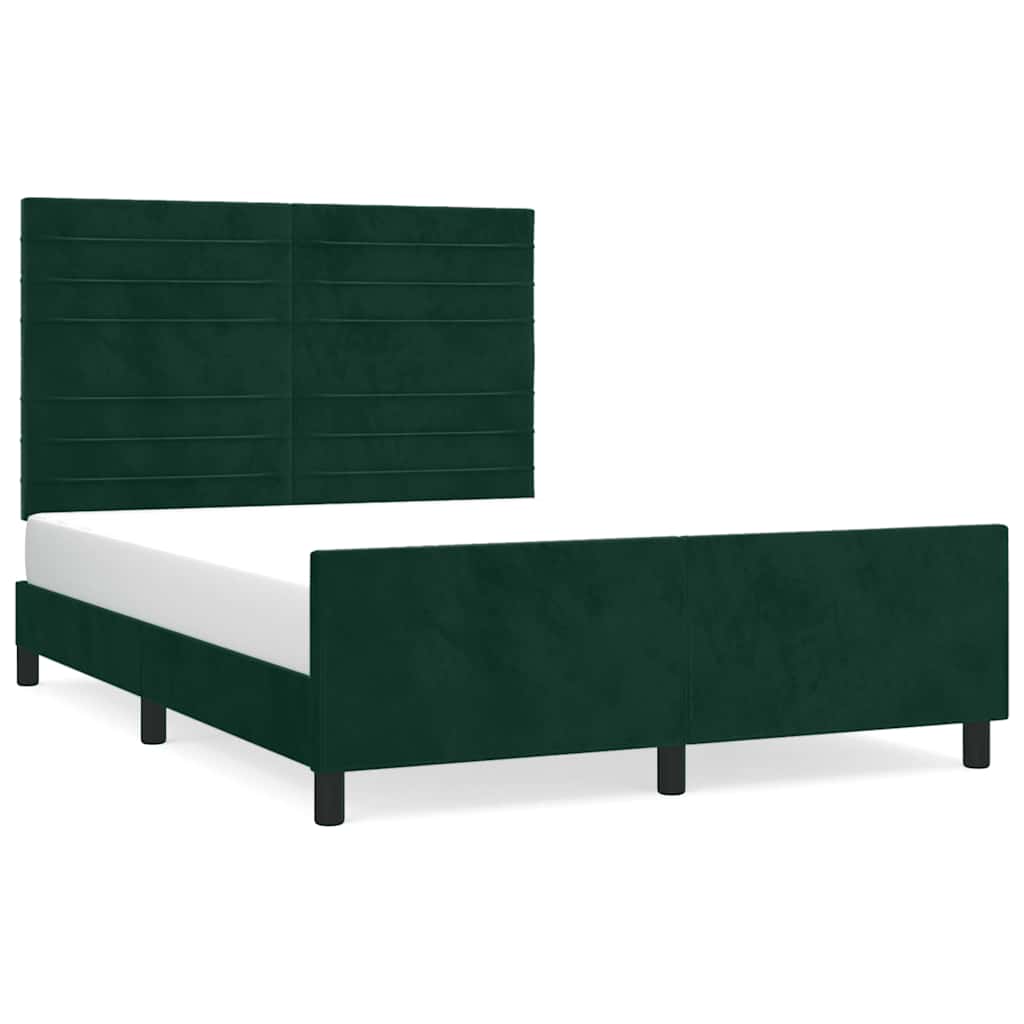Sengeramme uden madras Mørkegrøn 140x190 cm Fløjl