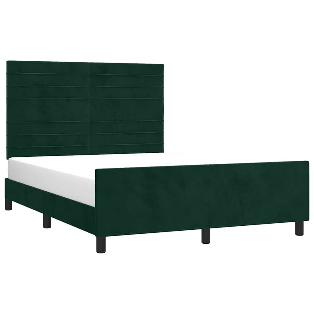 Sengeramme uden madras Mørkegrøn 140x190 cm Fløjl