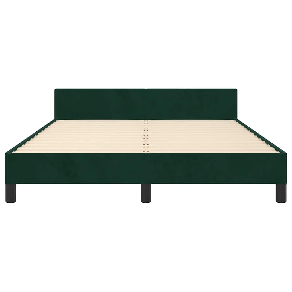 Sengeramme uden madras Mørkegrøn 140x190 cm Fløjl