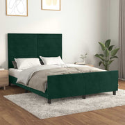 Sengeramme uden madras Mørkegrøn 140x190 cm Fløjl