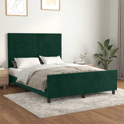 Sengeramme uden madras Mørkegrøn 140x190 cm Fløjl