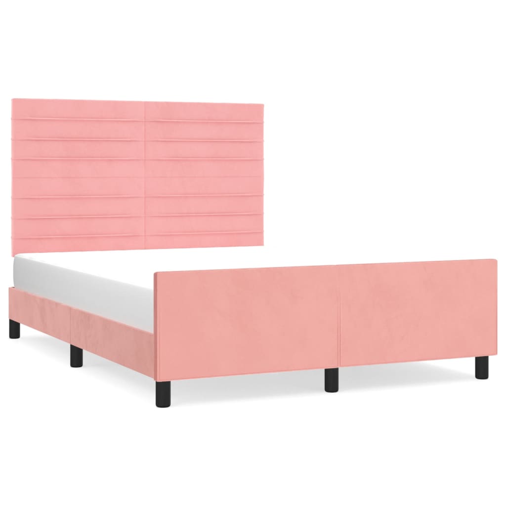 sengeramme med sengegavl 140x200 cm fløjl pink