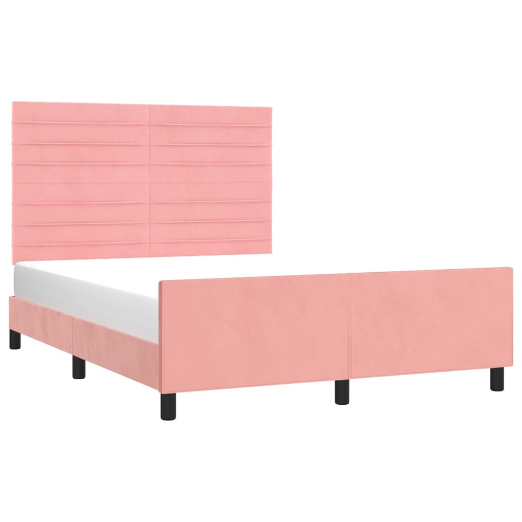 sengeramme med sengegavl 140x200 cm fløjl pink