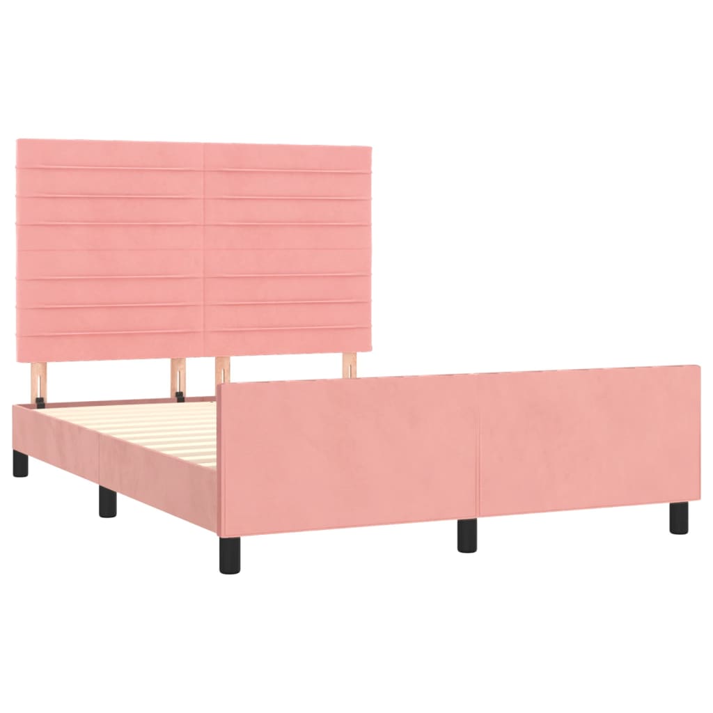 sengeramme med sengegavl 140x200 cm fløjl pink