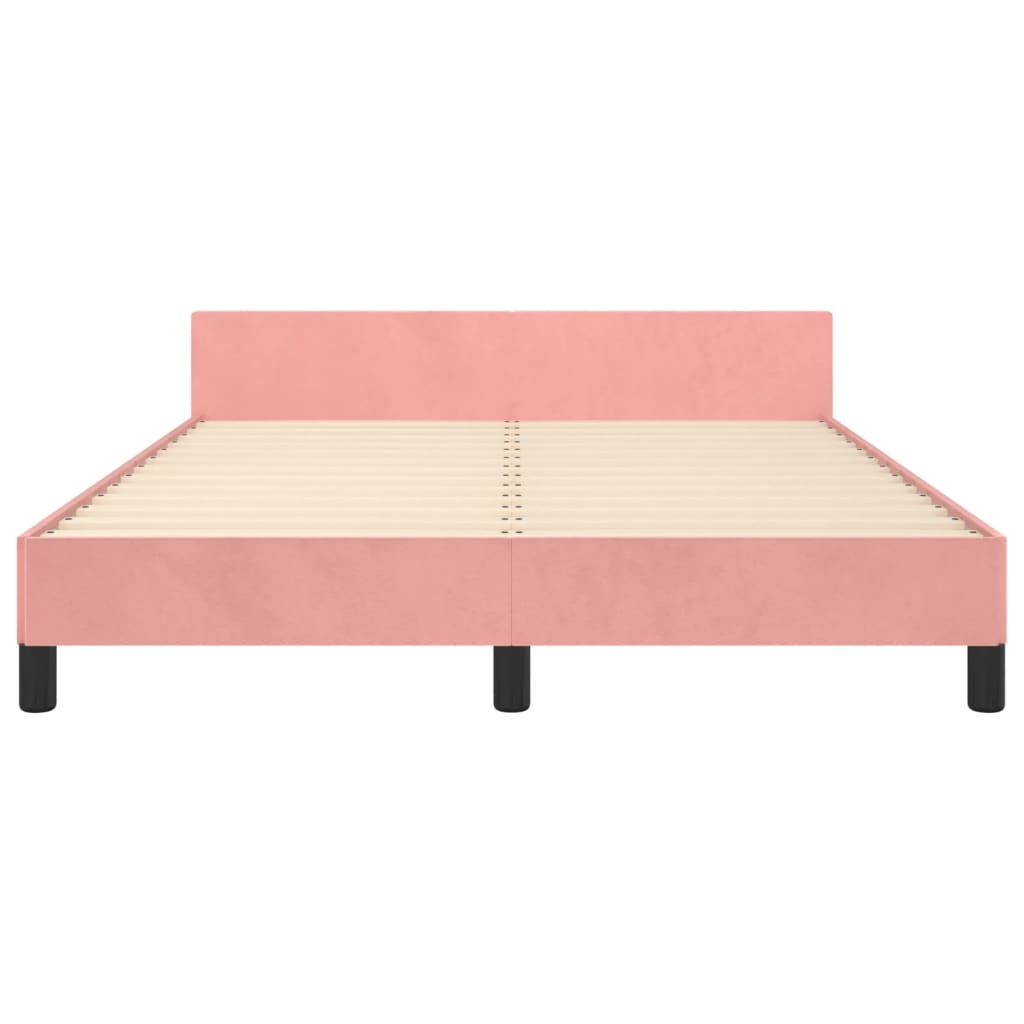 sengeramme med sengegavl 140x200 cm fløjl pink