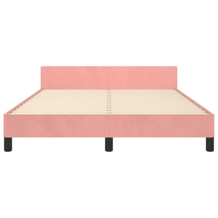 sengeramme med sengegavl 140x200 cm fløjl pink