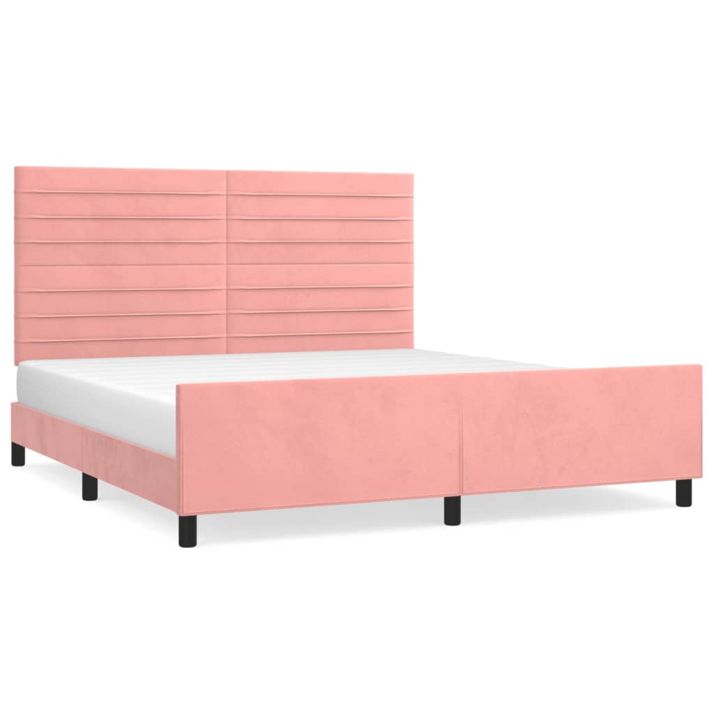 sengeramme med sengegavl 160x200 cm fløjl pink