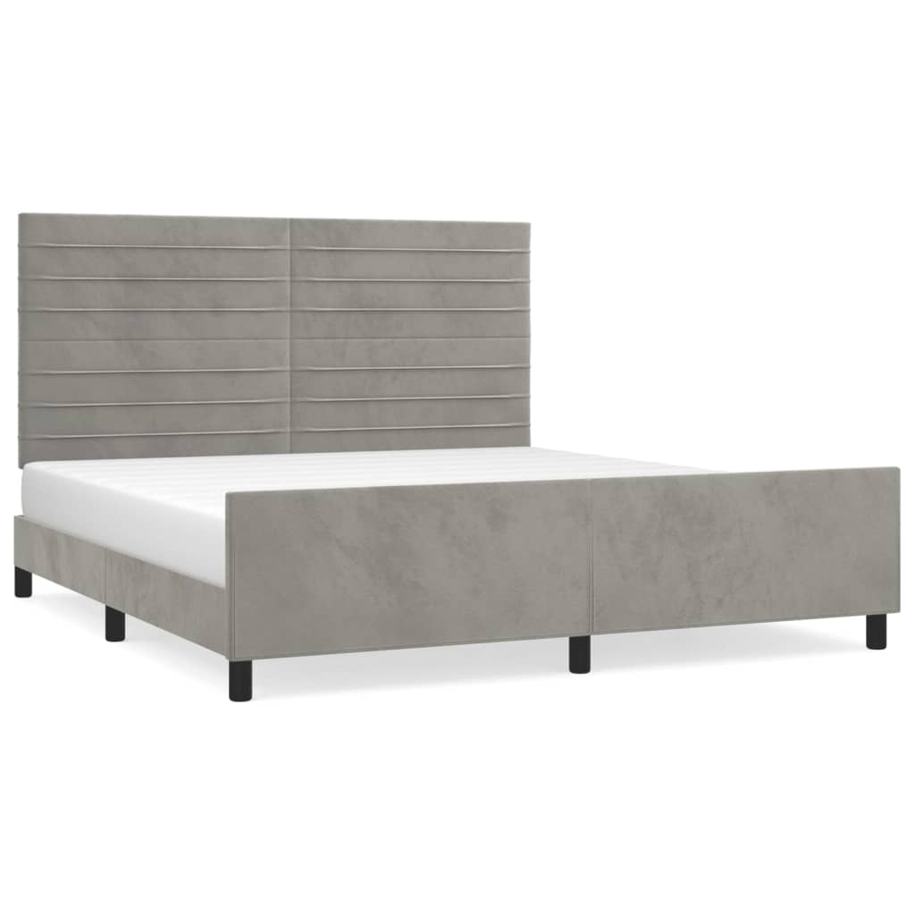 sengeramme med sengegavl 180x200 cm fløjl lysegrå