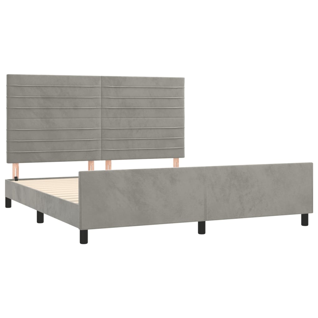 sengeramme med sengegavl 180x200 cm fløjl lysegrå