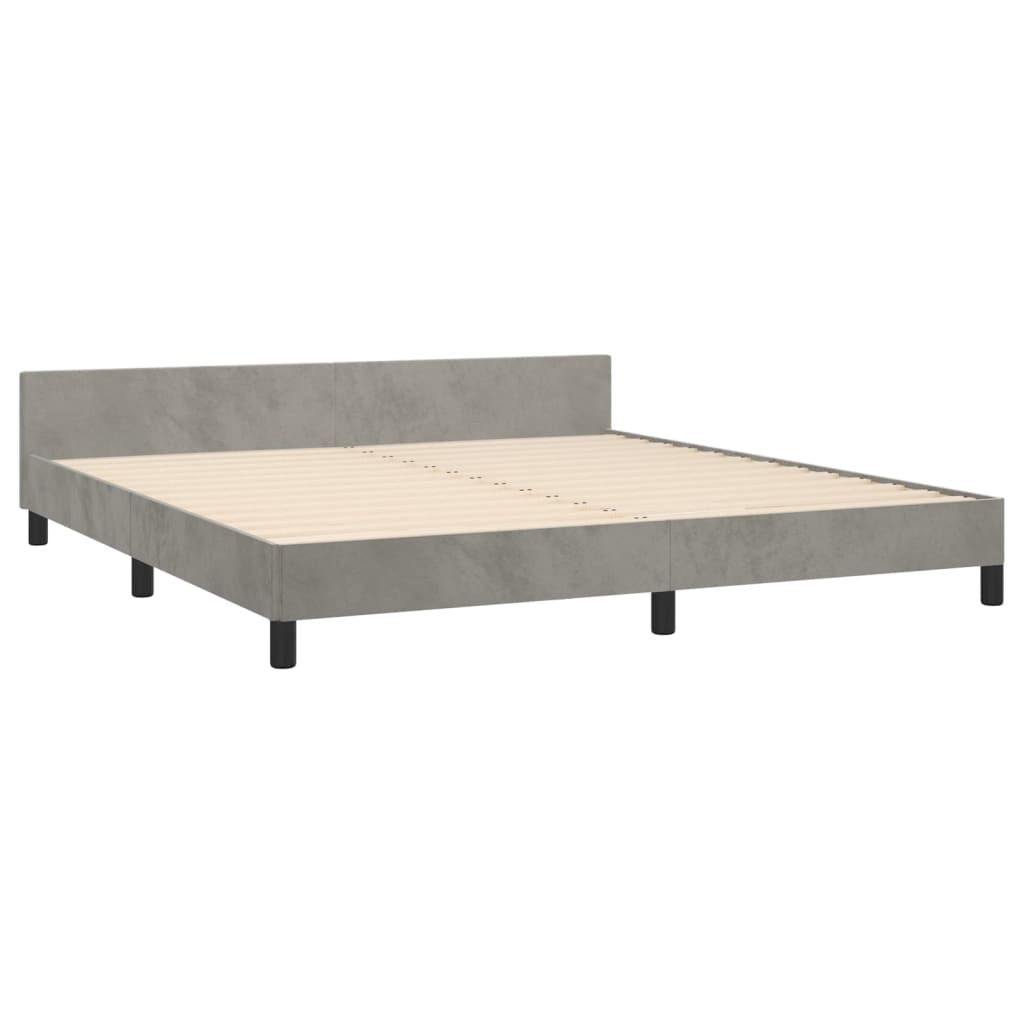 sengeramme med sengegavl 180x200 cm fløjl lysegrå