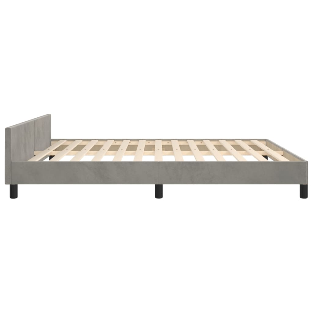 sengeramme med sengegavl 180x200 cm fløjl lysegrå