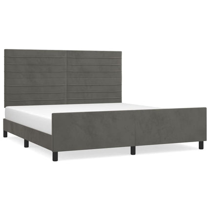 sengeramme med sengegavl 180x200 cm fløjl mørkegrå